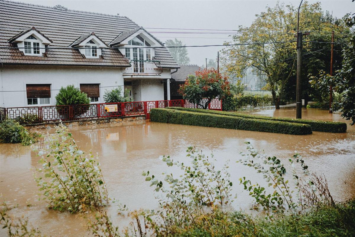 Standing water being cleared from a home